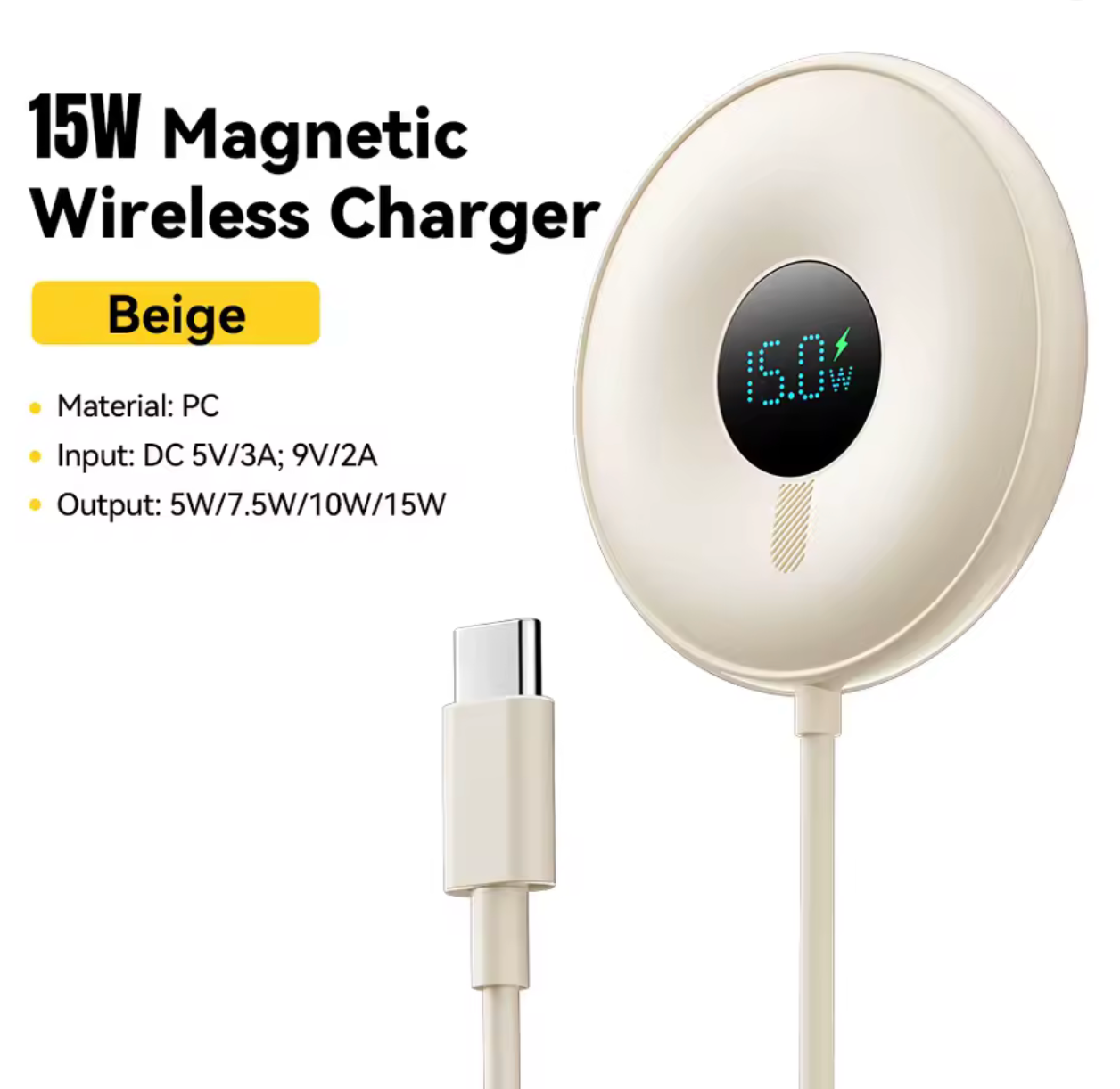 Cargador Inalámbrico Magsafe 15W – Beige