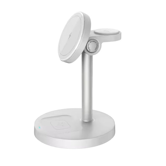 Cargador Inalámbrico Magnético 3 en 1 con Soporte Ajustable para iPhone, Apple Watch y AirPods