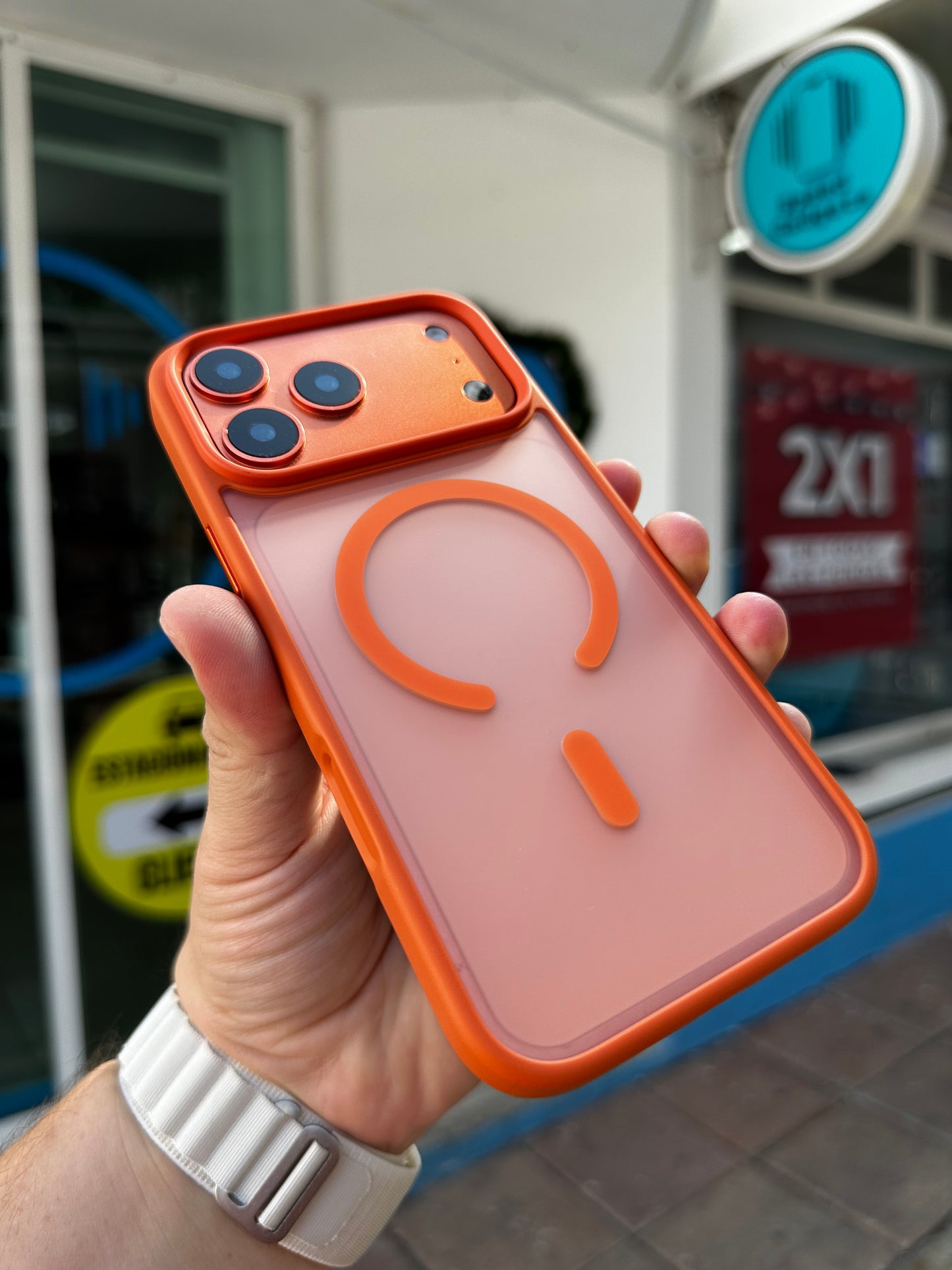 Case Funda Humo Naranja Magsafe para iPhone